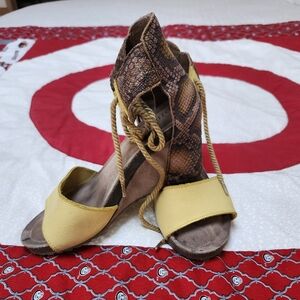 Yellow and Brown Women's Sandals